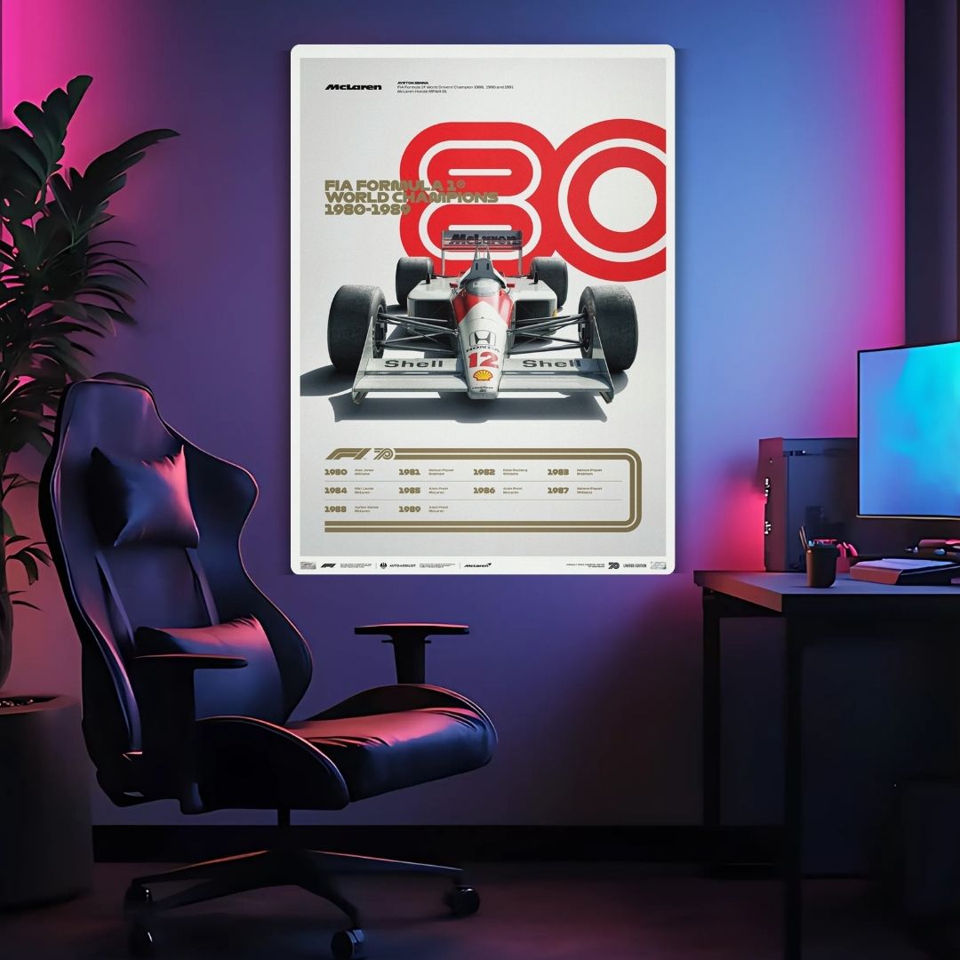 F1 World Champions 1980-1989 Metal Poster