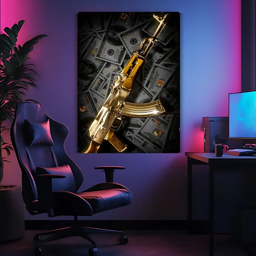 Gold-Plated AK47 Metal Poster