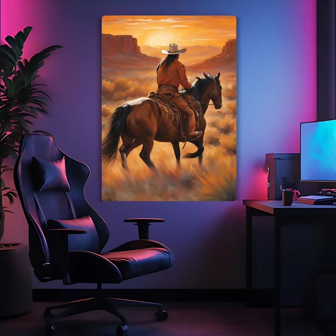 The Lone Cowboy Metal Poster