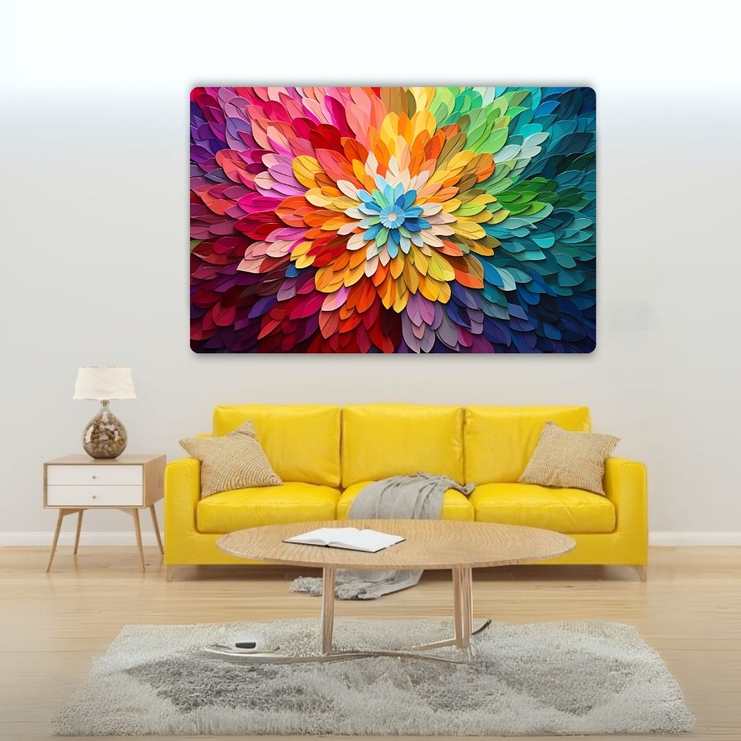 Colorful Floral Burst Metal Poster