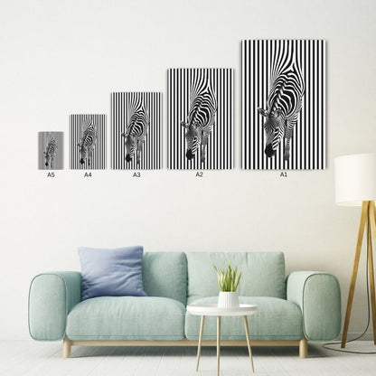 Zebra Illusion Art Metal Poster