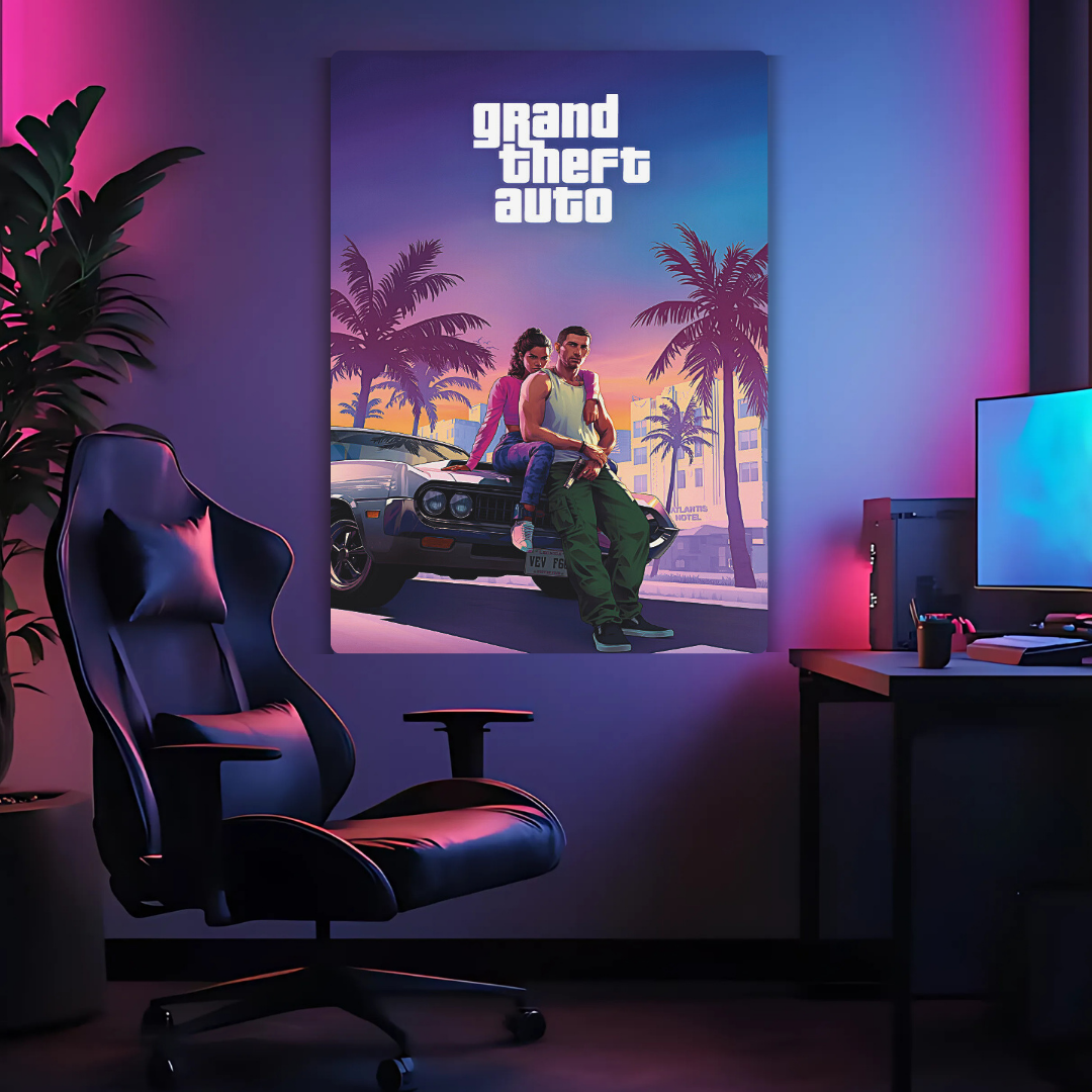GTA - Portrait Metal Poster