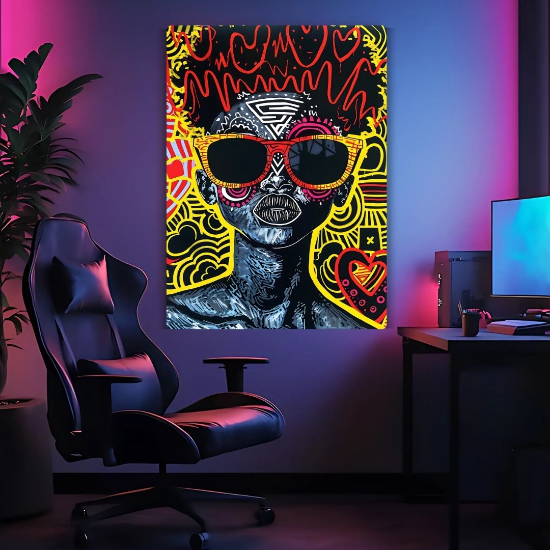 Afro Girl with Sunglasses Metal Poster