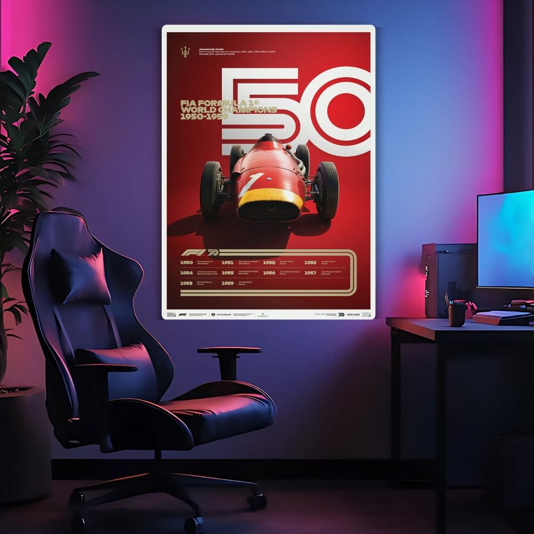 F1 World Champions 1950-1959 Metal Poster