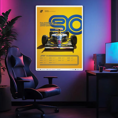 F1 World Champions 1990-1999 Metal Poster