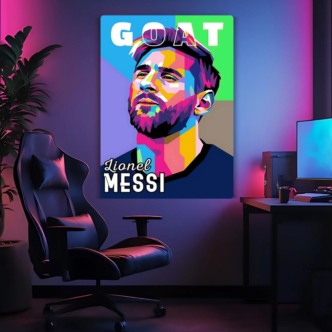 Lionel Messi In Style Metal Poster