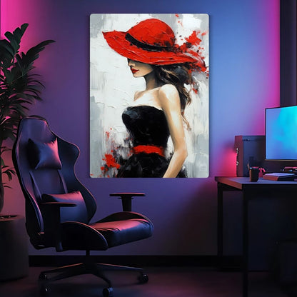 Lady in Red Canvas Metal Poster