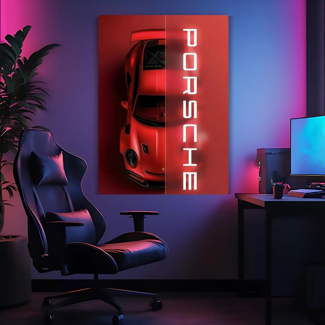 Red Hot Porsche Metal Poster