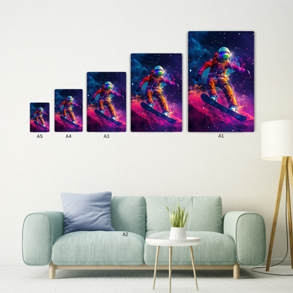 Snowboarding Astronaut Metal Poster