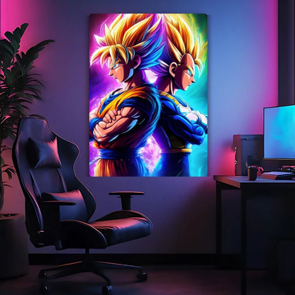 Goku and Vegeta In Battle Metal Poster