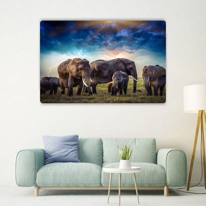 African Elephants Metal Poster