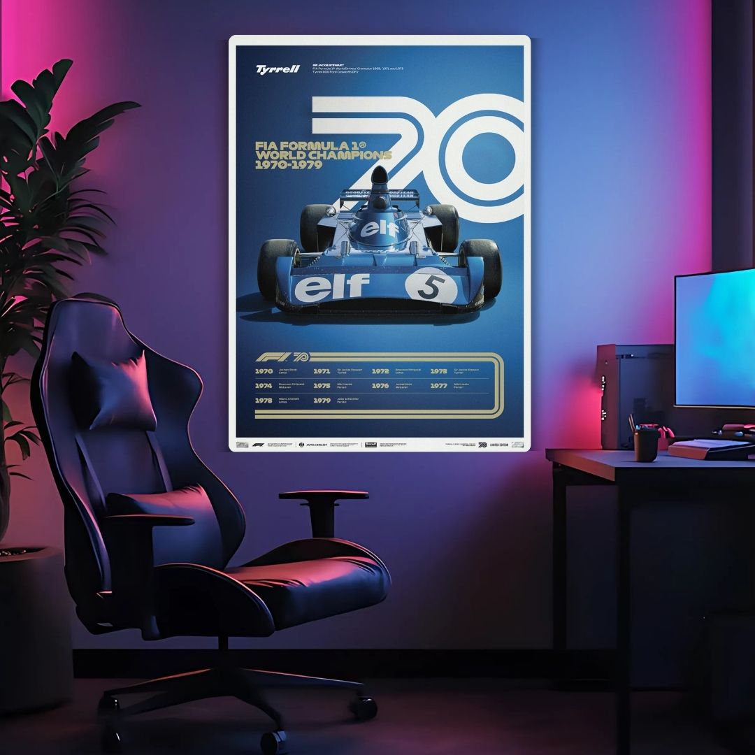 F1 World Champions 1970-1979 Metal Poster