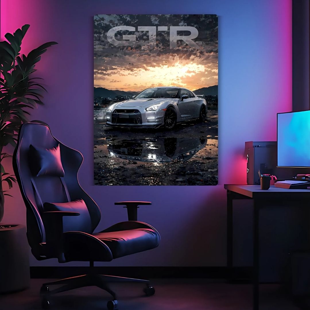GTR - Silver Lightning Metal Poster
