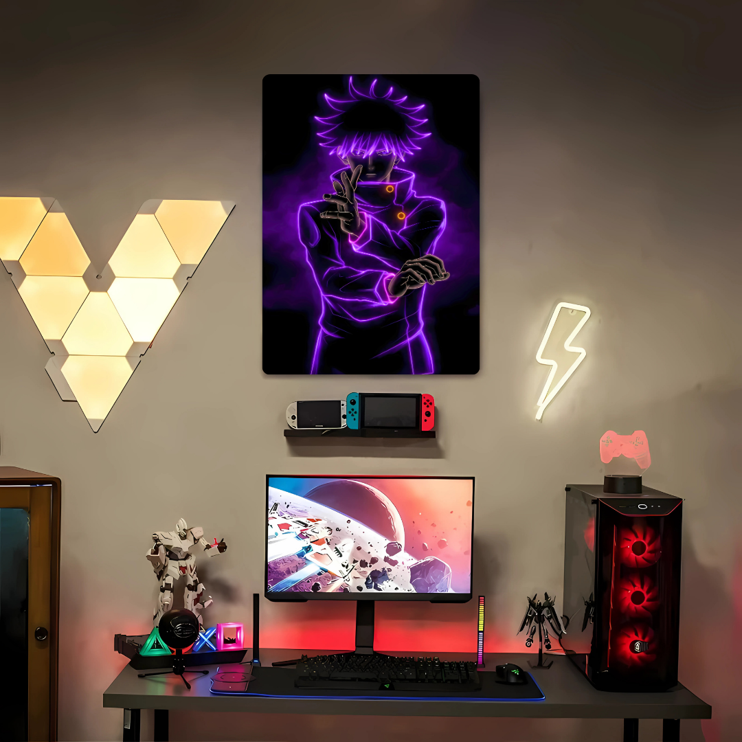 Megumi Fushiguro in Neon Metal Poster