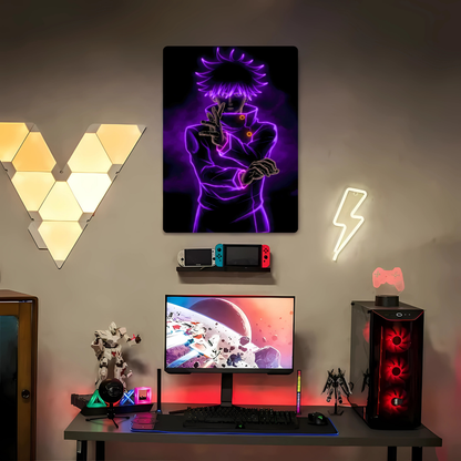 Megumi Fushiguro in Neon Metal Poster