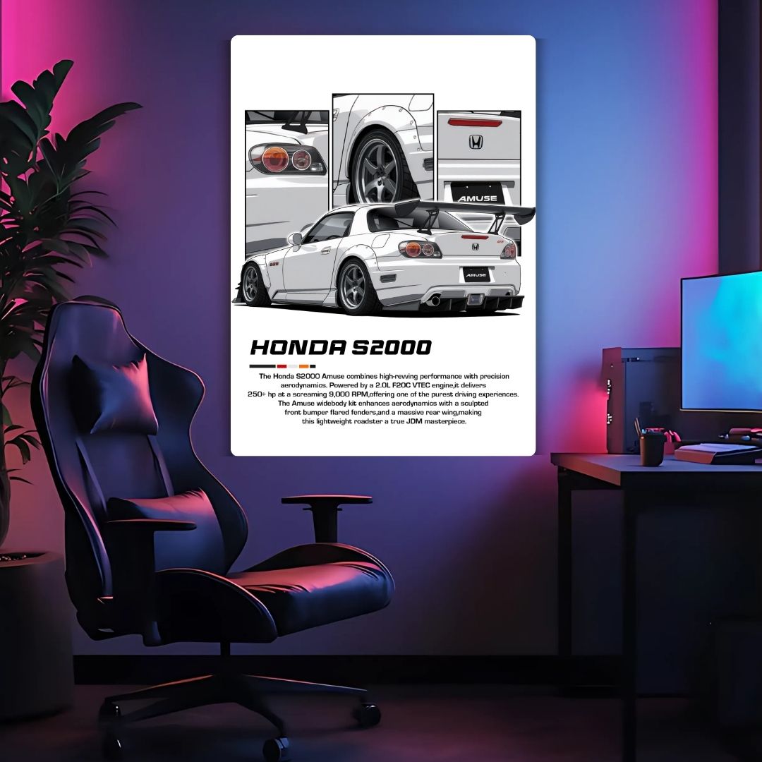 Honda S 2000 - White Metal Poster