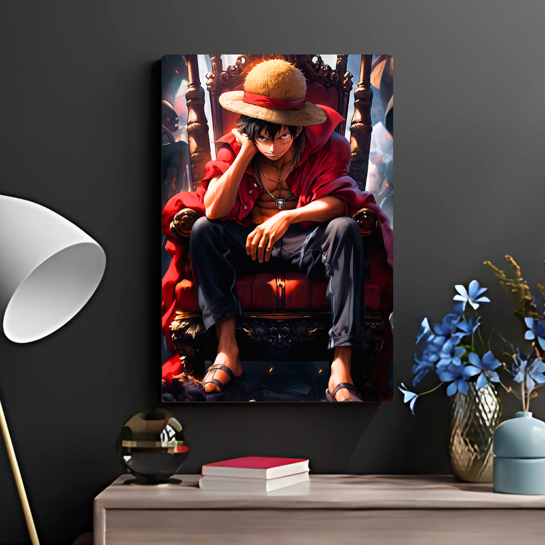 Luffy on the Throne Metal Poster