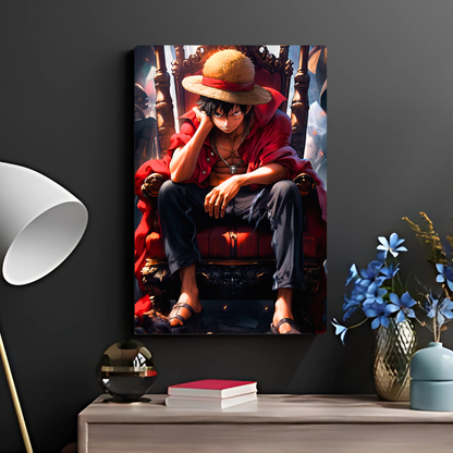 Luffy on the Throne Metal Poster