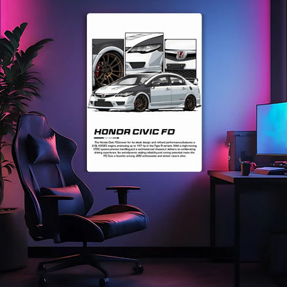 Honda Civic FD Metal Poster