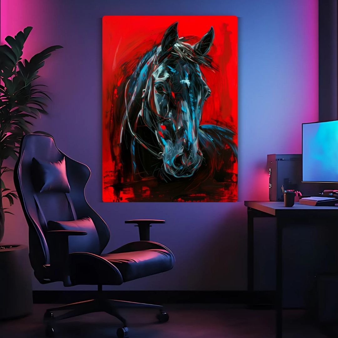 Red Fury Horse Metal Poster