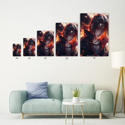 Itachi Uchiha on fire Metal Poster