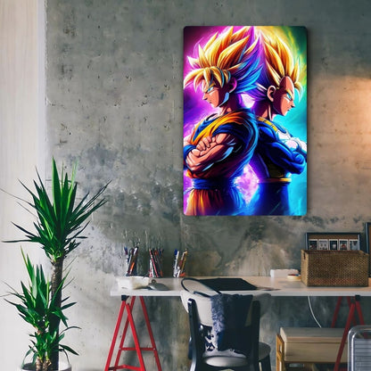 Goku and Vegeta In Battle Metal Poster
