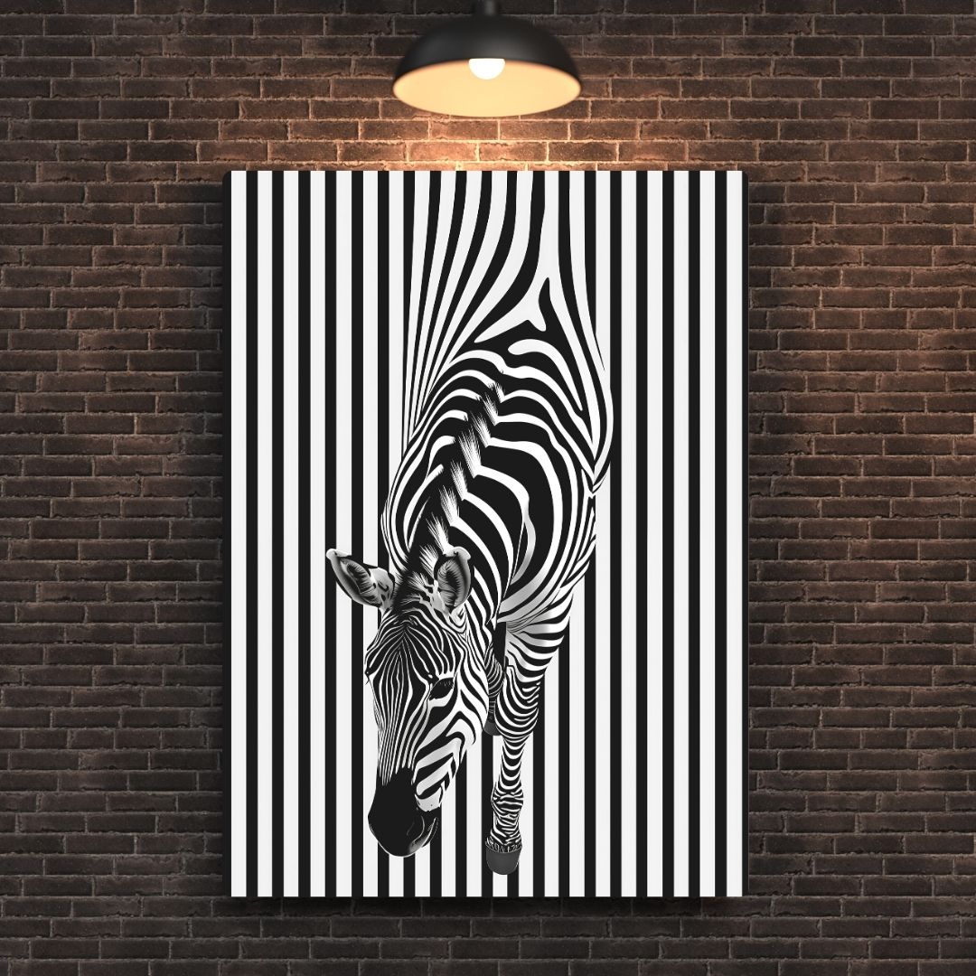 Zebra Illusion Art Metal Poster