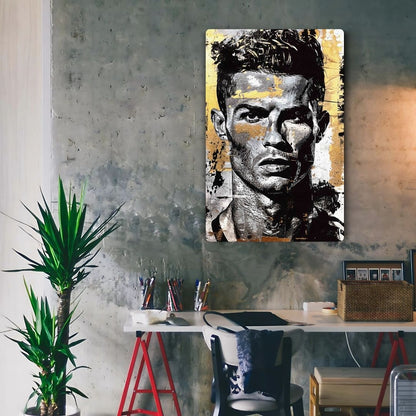 Ronaldo In Black & Golden Metal Poster