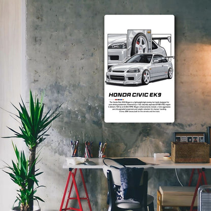 Honda Civic EK 9 Metal Poster