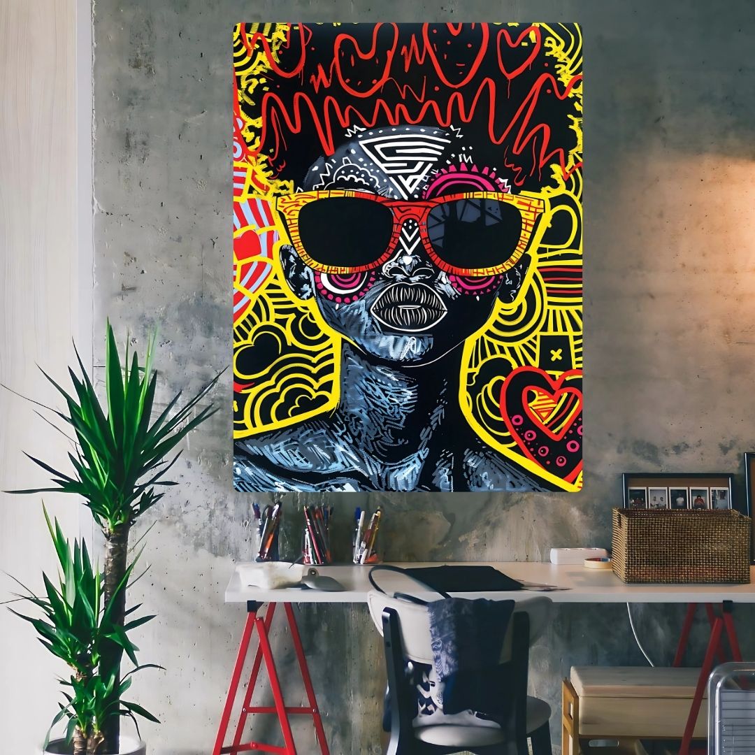 Afro Girl with Sunglasses Metal Poster