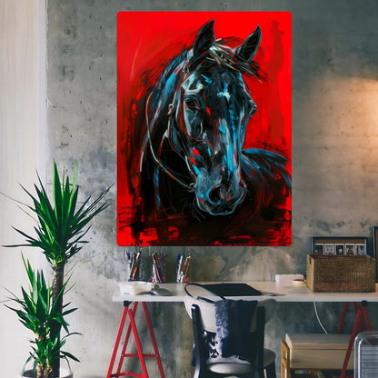 Red Fury Horse Metal Poster