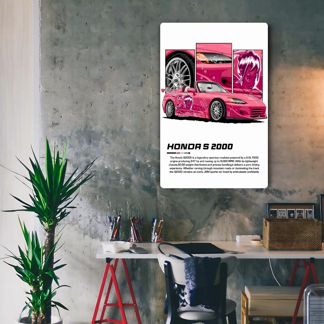 Honda S 2000 - Pink Metal Poster