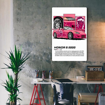 Honda S 2000 - Pink Metal Poster