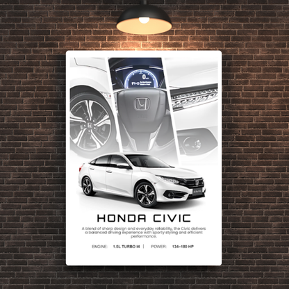 Honda Civic Metal Poster