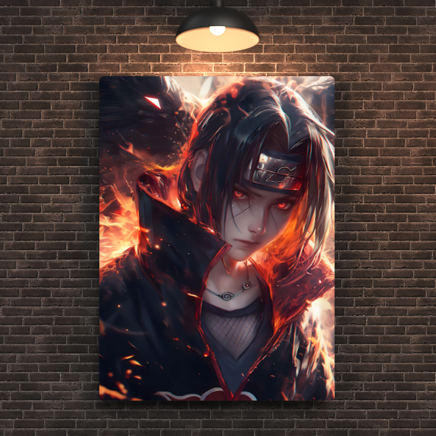 Itachi Uchiha on fire Metal Poster