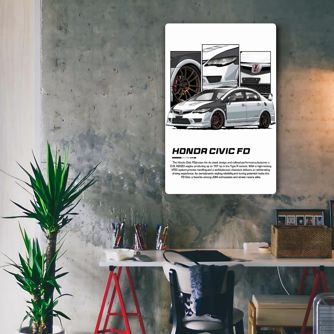 Honda Civic FD Metal Poster