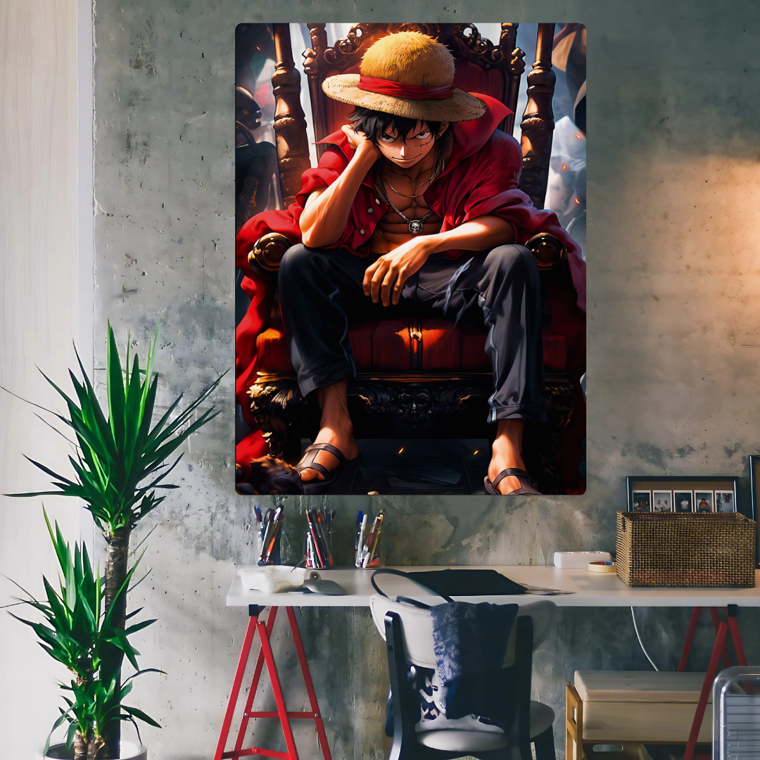 Luffy on the Throne Metal Poster