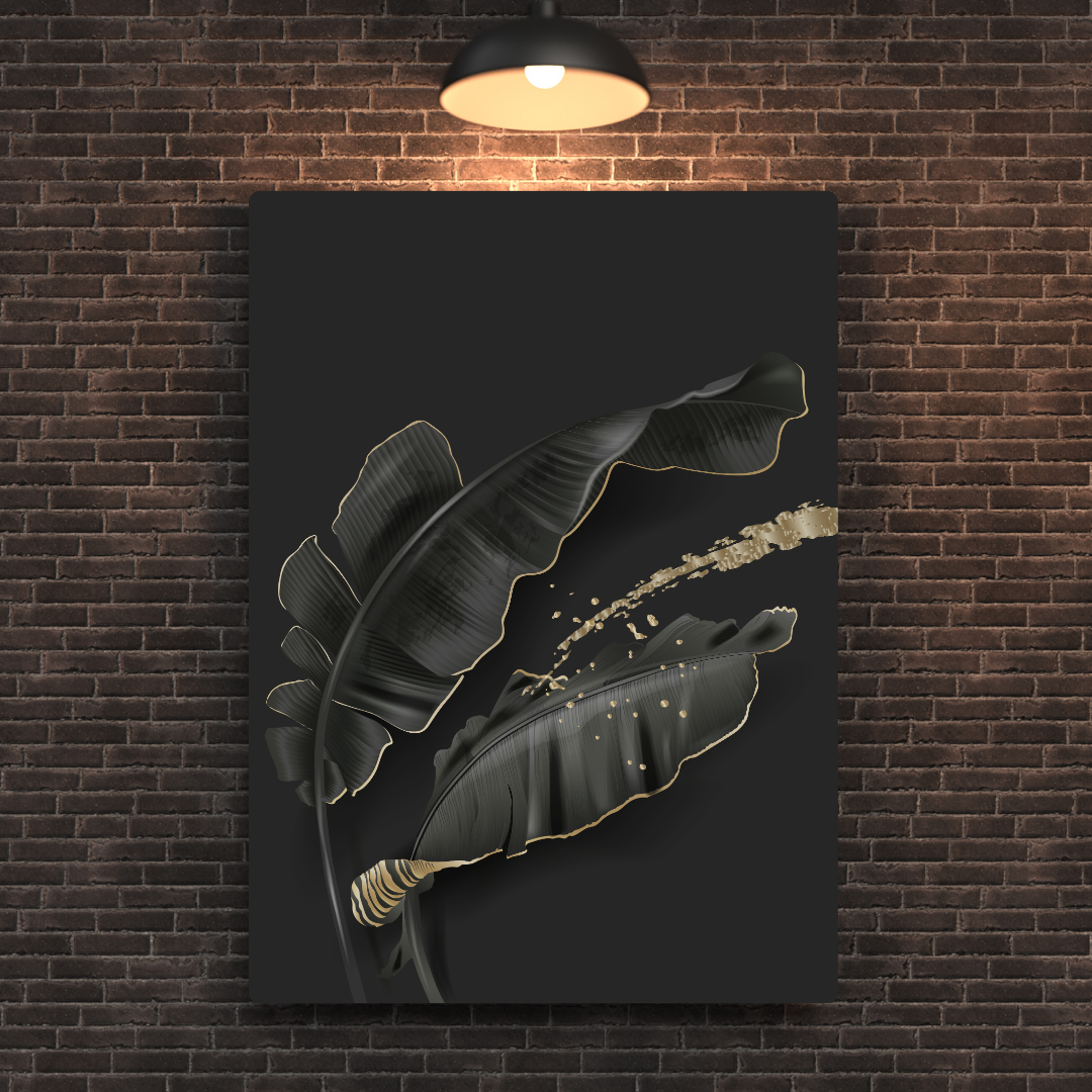 Black Leaf Art Metal Poster
