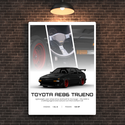 Toyota AE86 Trueno Metal Poster