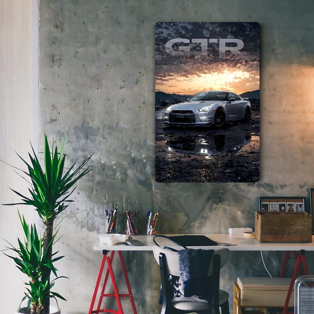 GTR - Silver Lightning Metal Poster