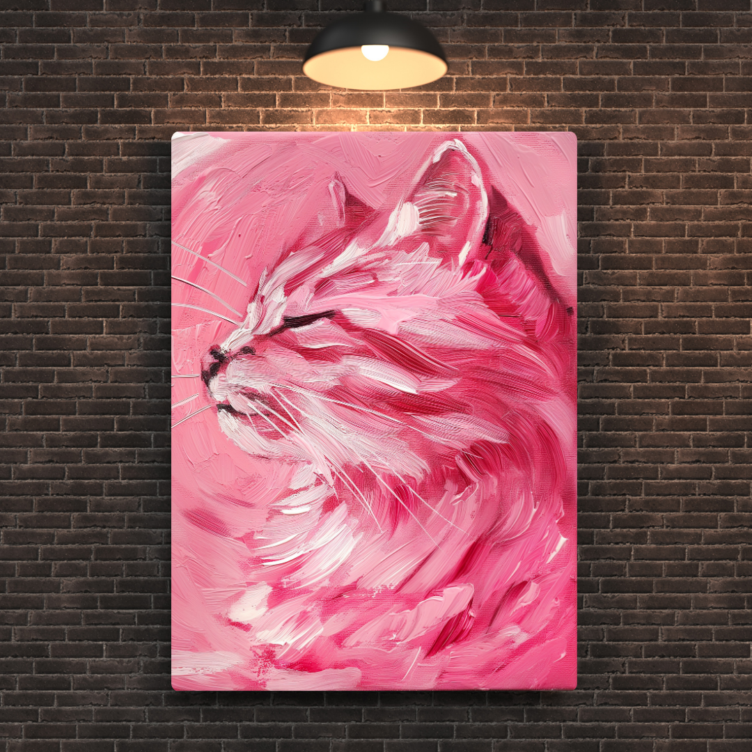 Pink Cat Art Metal Poster