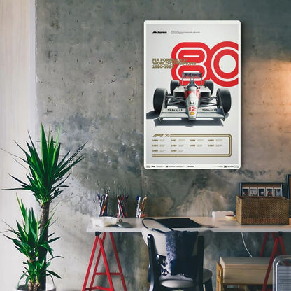 F1 World Champions 1980-1989 Metal Poster