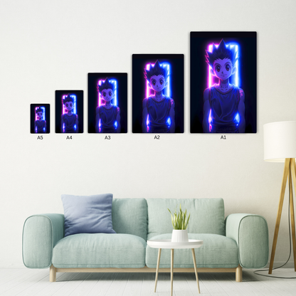 Gon Freecss Neon Metal Poster