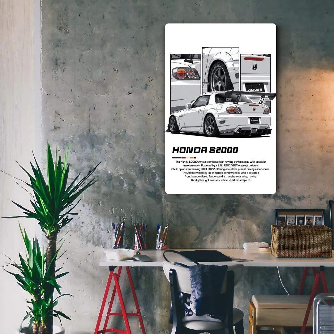Honda S 2000 - White Metal Poster