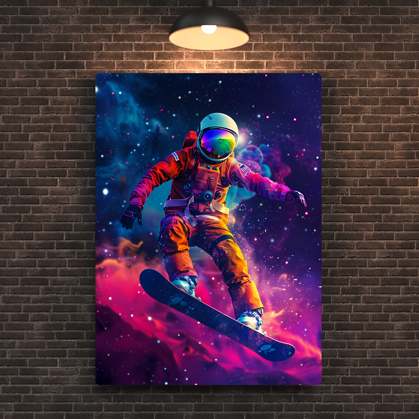 Snowboarding Astronaut Metal Poster