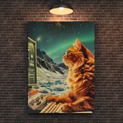 Rateoe Space Adventurer Cat Metal Poster