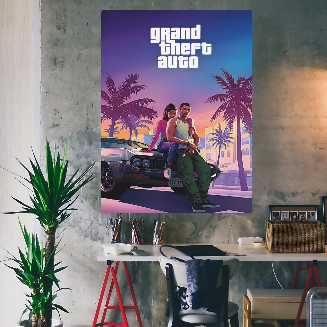 GTA - Portrait Metal Poster