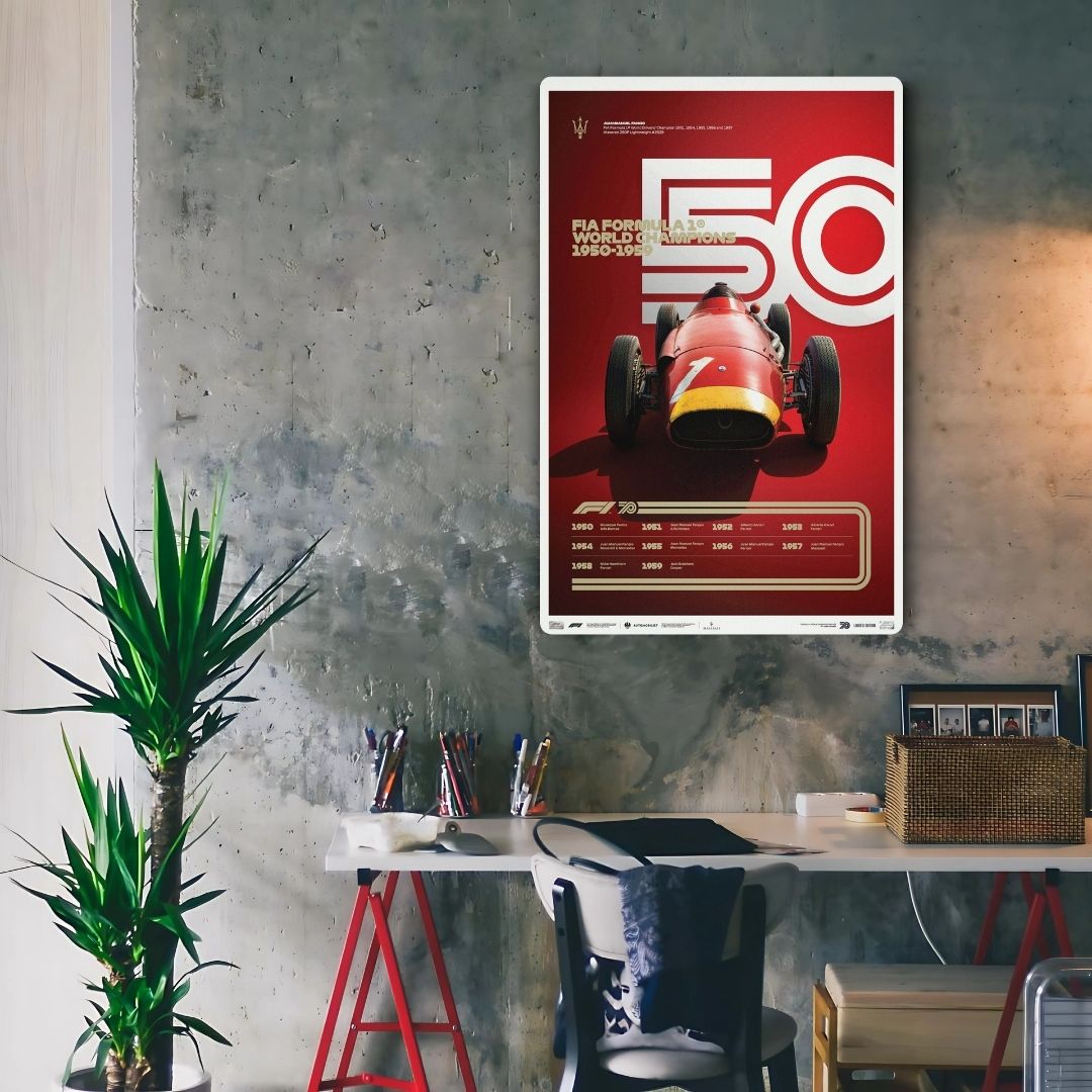 F1 World Champions 1950-1959 Metal Poster