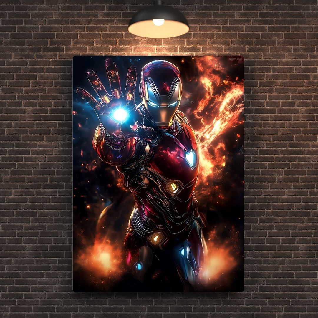 Iron Man In Action Metal Poster