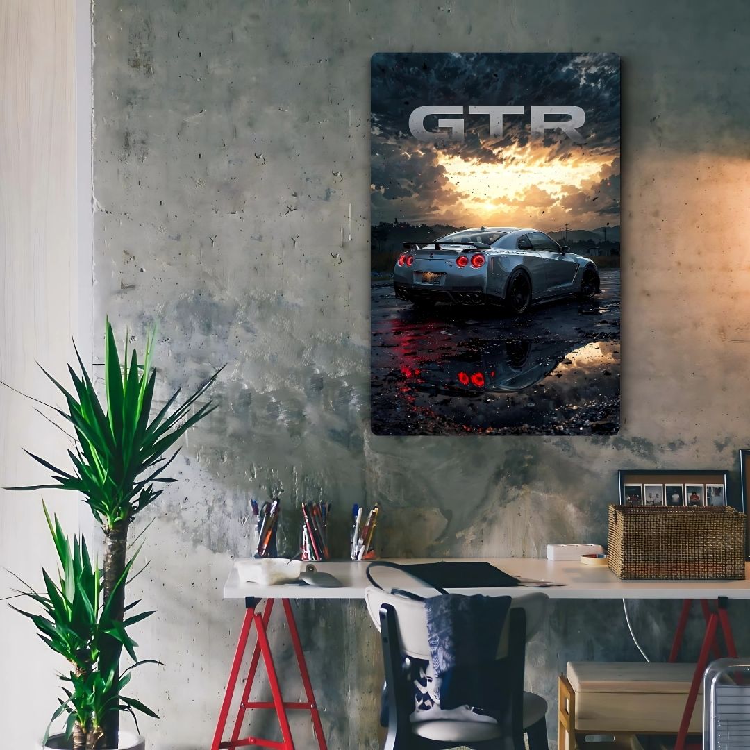 Nissan GTR at Dusk Metal Poster